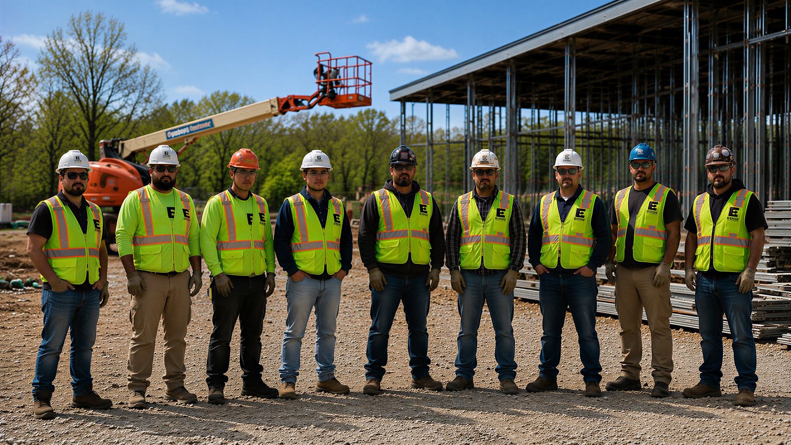 Edge Group foremen and finish mechanics standing at a commercial project site